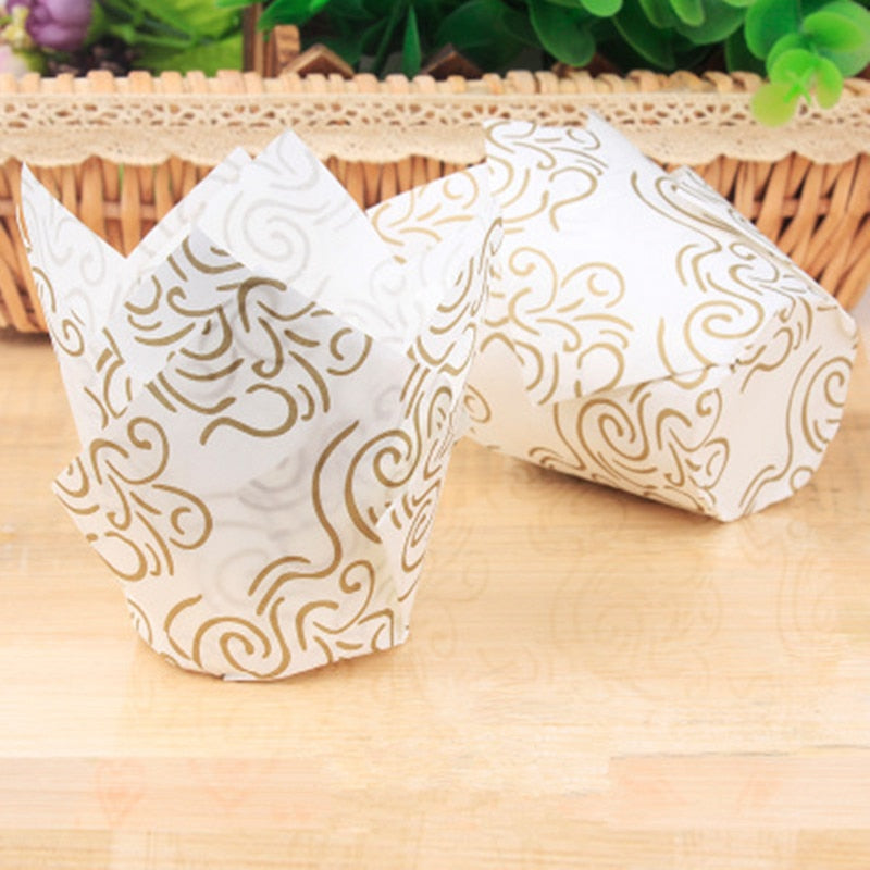 50PCS Newspaper Style Cupcake Liner Baking Cup Gift Box Moon Cake Packaging Box Wedding Candy