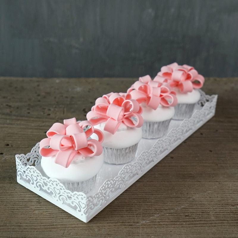 SWEETGO Rectangle tray for cupcake white wedding cake tools for display decoration plate party event