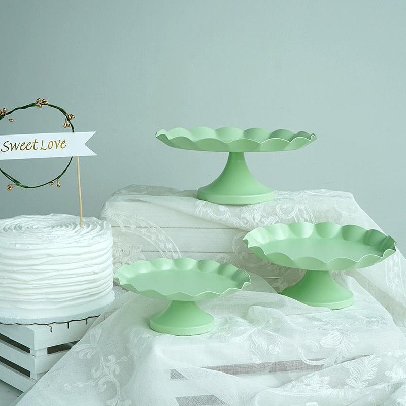 SWEETGO wave edge cake tray cupcake stand cake tools macaroon green waterproof plate  cake