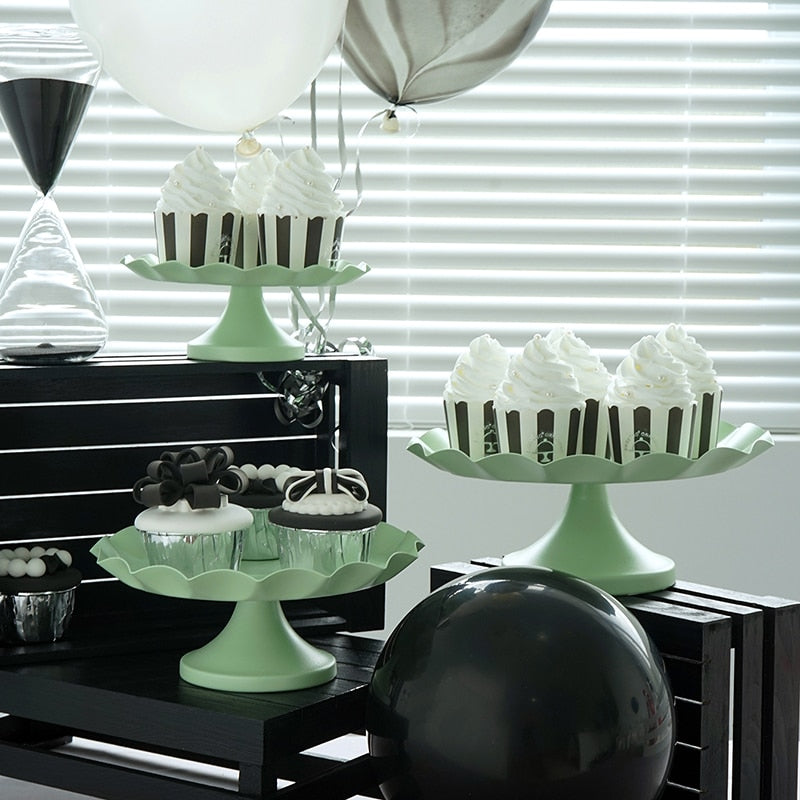 SWEETGO wave edge cake tray cupcake stand cake tools macaroon green waterproof plate  cake