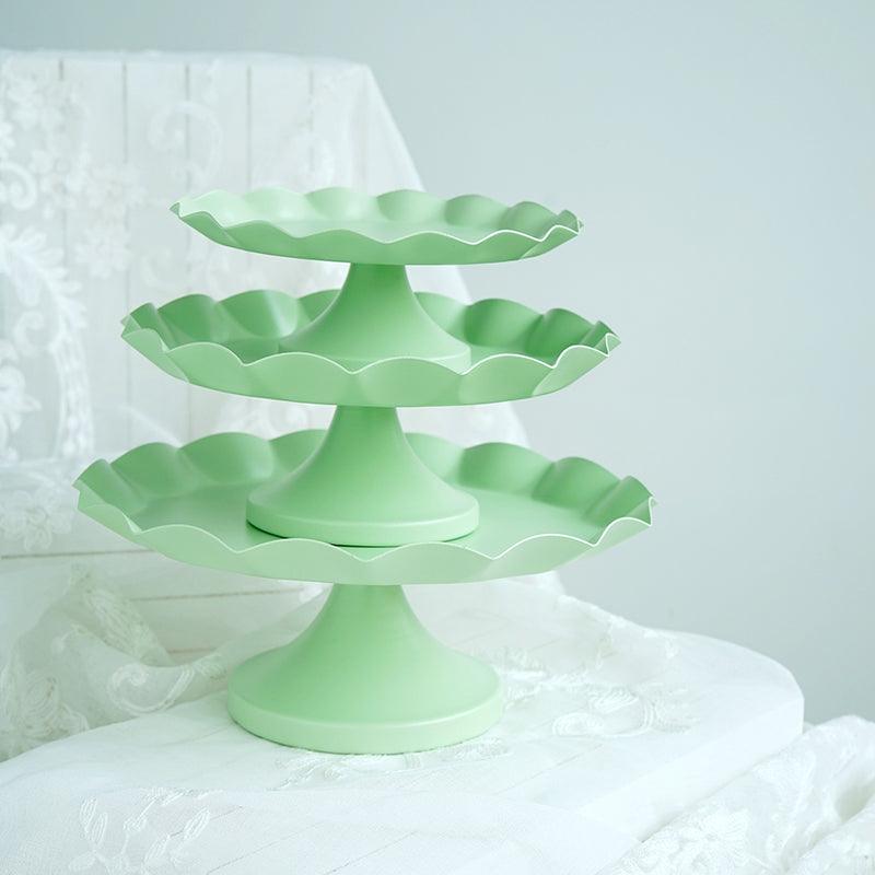 SWEETGO wave edge cake tray cupcake stand cake tools macaroon green waterproof plate  cake