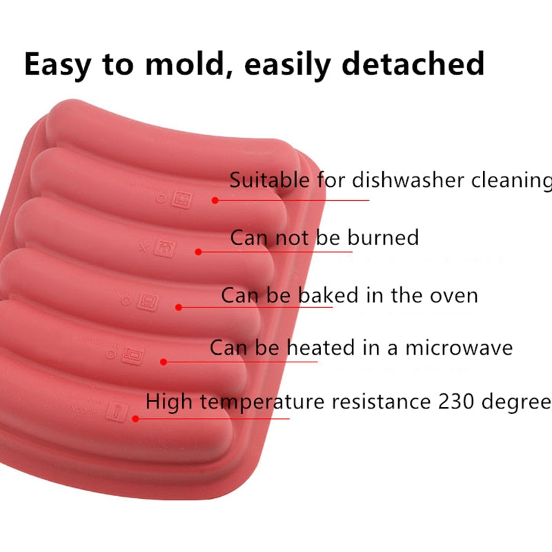 Silicone Cake Tool Hot Dog Sausage finger Orange Non Stick Eclair 6 Forms Silicone Baking Mold 10