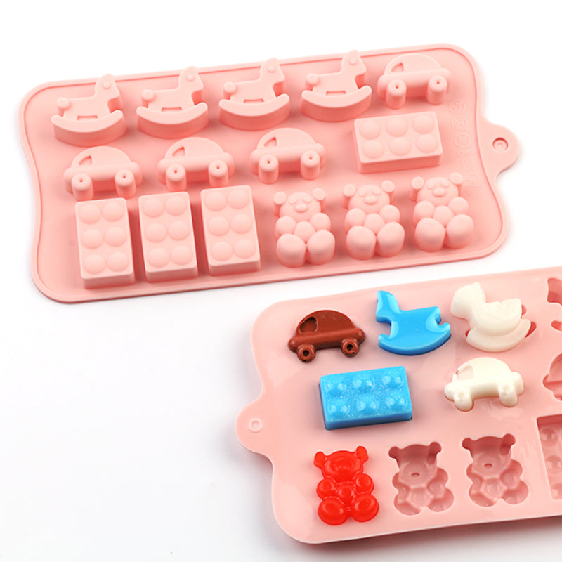Silicone Chocolate Mold Non-stick cartoon 3D shape Ice Molds Cake Mould Bakeware Baking Tools Pink
