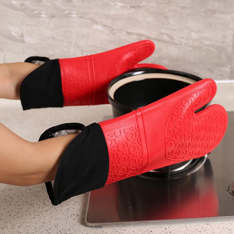 Silicone Heat-Resistant Gloves Cooking Barbecue Gants Kitchen Microwave Mittens Oven Glove Home