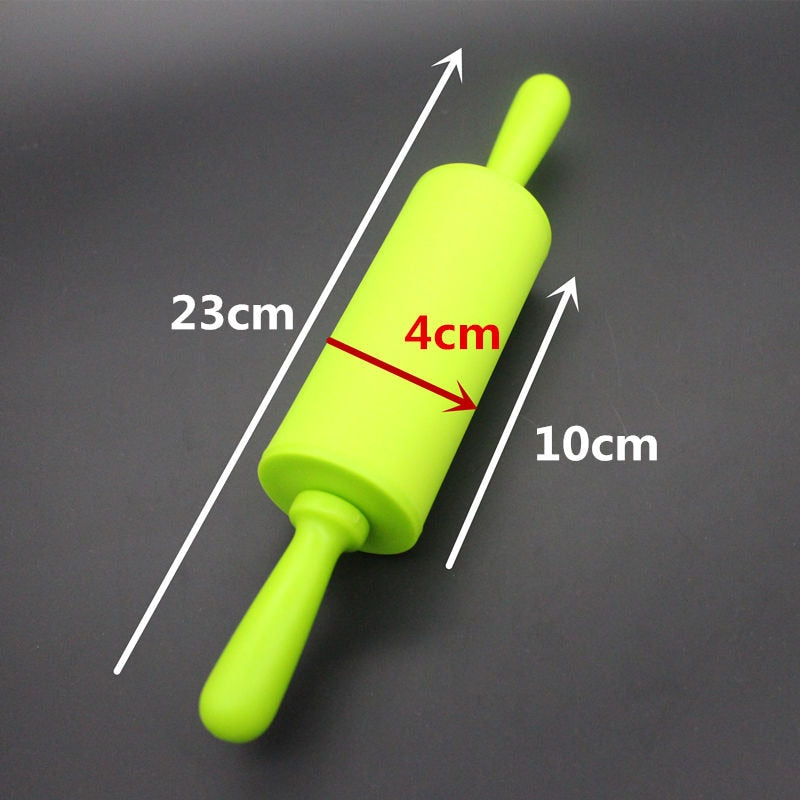 Small Size Plastic Handle Pastry Baking Tool Dough Silicone Rolling Pin Children Toy Rolling Pin