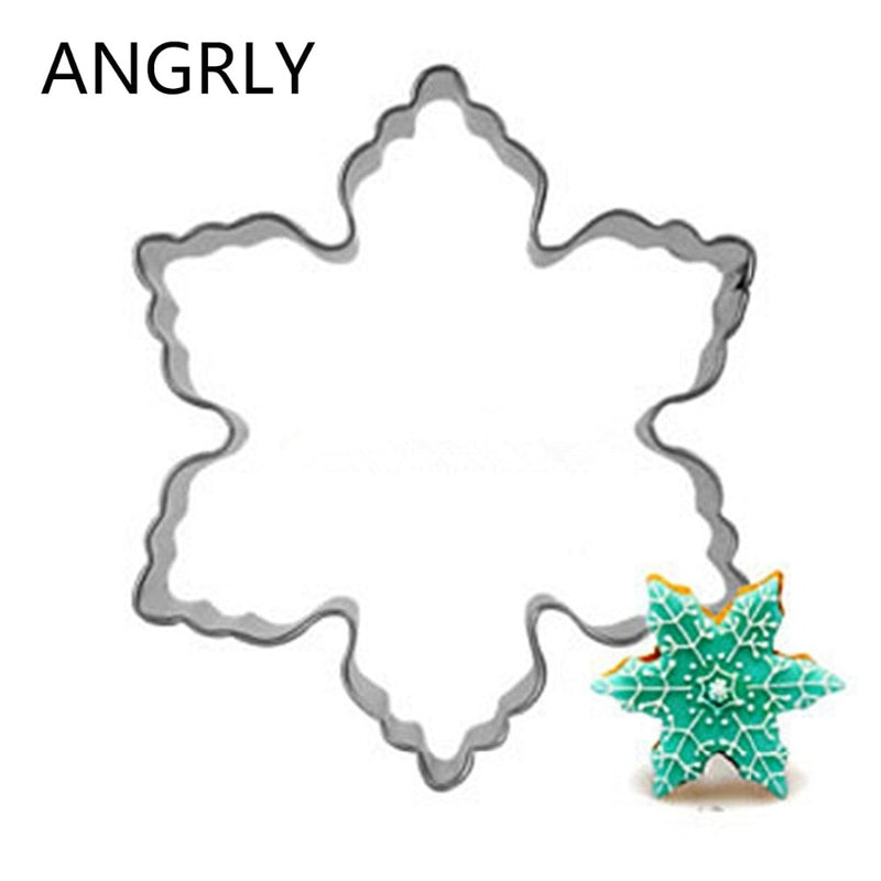 Snowflake Christmas Cookie Tools Cutter Mould Biscuit Press Icing Set Stamp Mold Stainless Steel