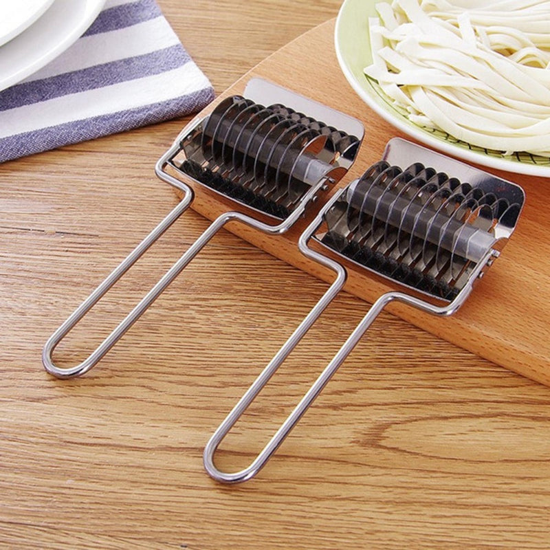 Stainless Steel Noodle Lattice Roller Dough Cutter Pasta Spaghetti Maker Pastry Vegetable Rolling