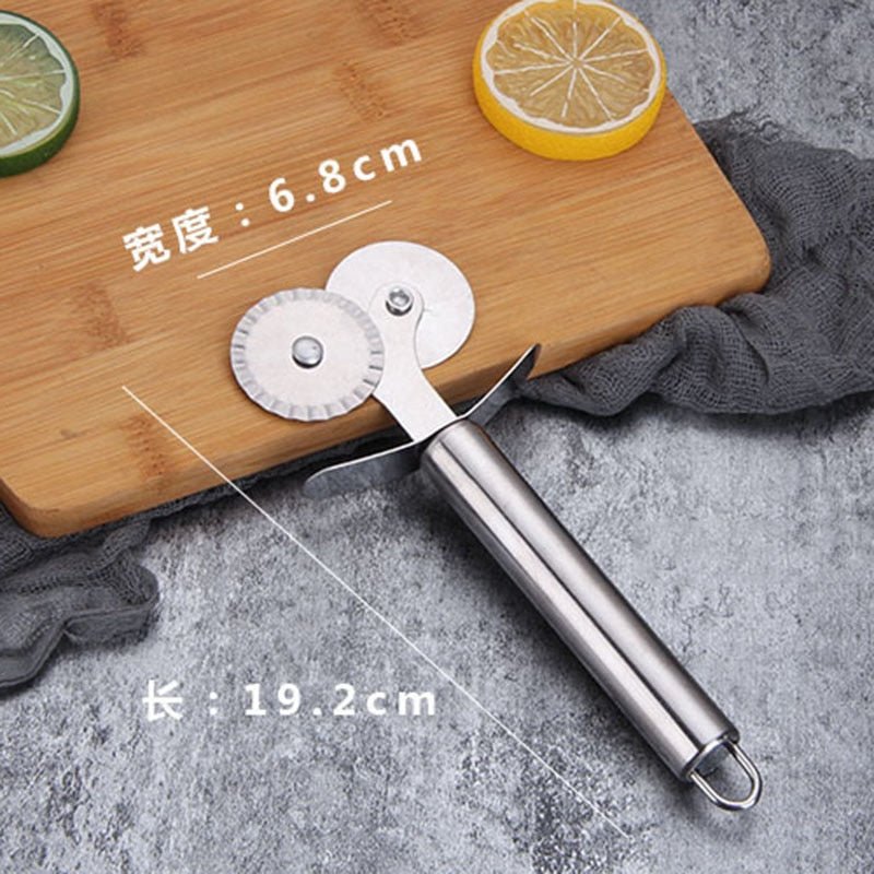 Stainless Steel Pizza Double Wheel Cutter Pizza Portable Knife kitchen Tools Cut Pizza Tools Kitchen