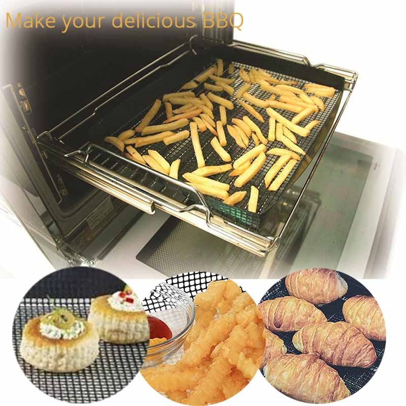 Non-stick Barbecue Mat 30*20cm Food Basket Roaster Rack Reusable BBQ Baking Cooking Tray Heat