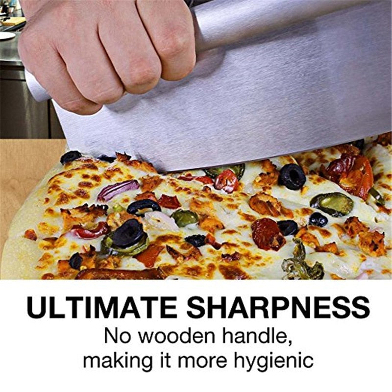 WALFOS 12 Inch Pizza Cutter Sharp Rocker Blade Premium Stainless Steel Rocking Pizza Knife Pastry
