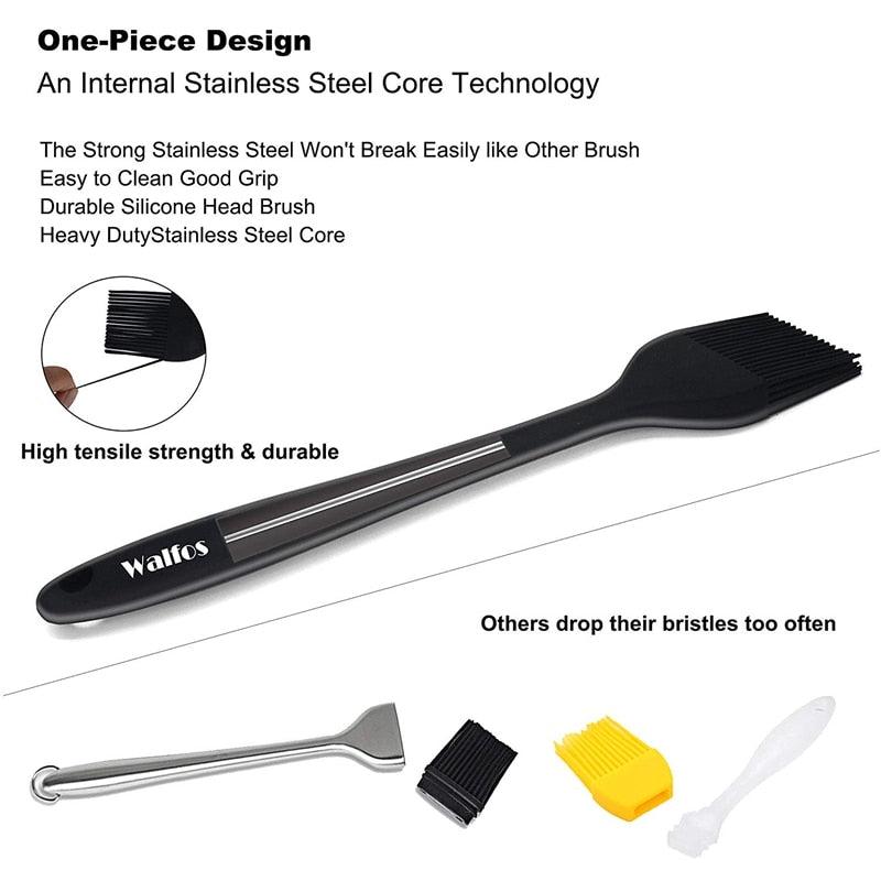 WALFOS 2 pieces/set food grade Silicone oil brush for grill BBQ Barbecue Cooking Pastry Brushes