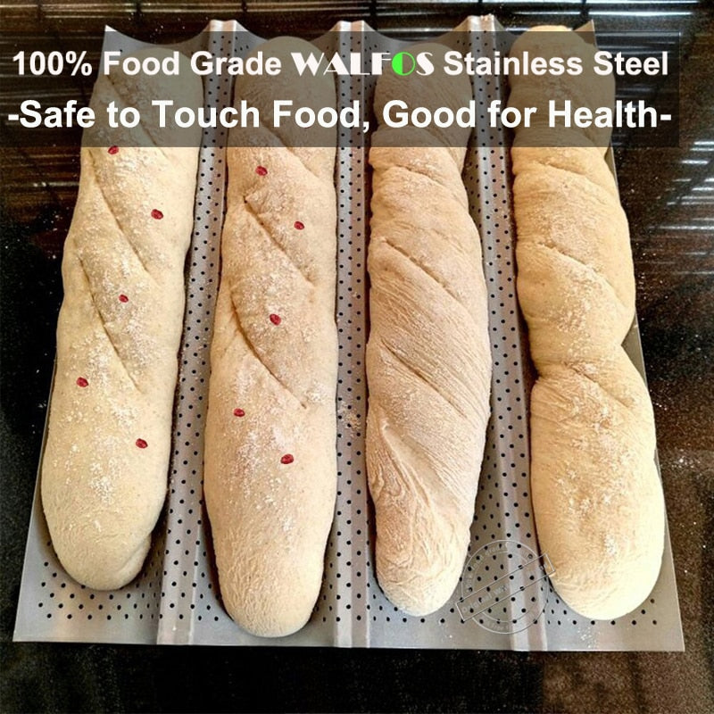 WALFOS Brand 100% Food Grade Carbon Steel 4 Groove 2 Groove Wave French Bread Baking Tray