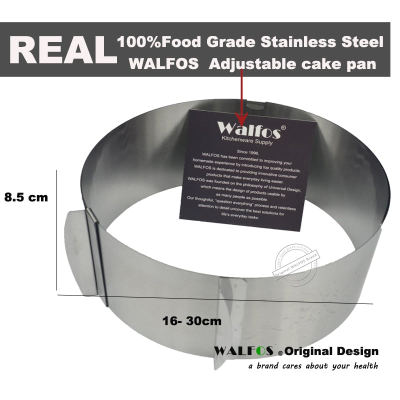 WALFOS food grade Stainless Steel Adjustable cake pan Retractable Circle Mousse Ring Mould Baking