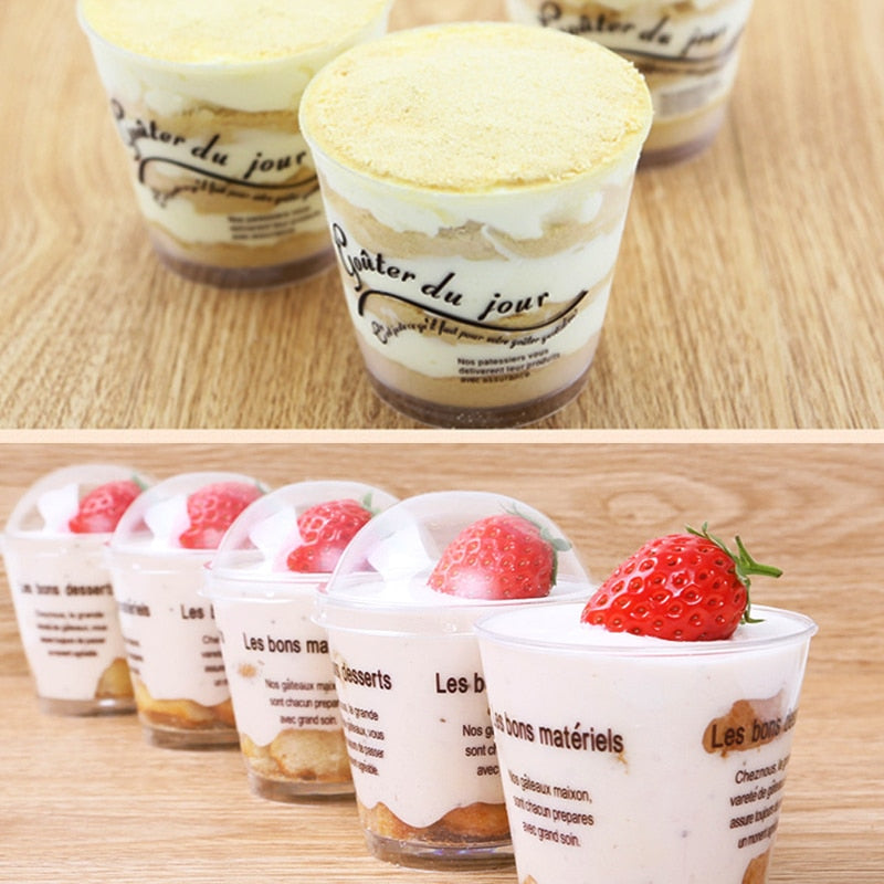 Wind flower 8Pcs/lot pudding mousse cake cups tiramisu cup cake pot ice cream cup with covers